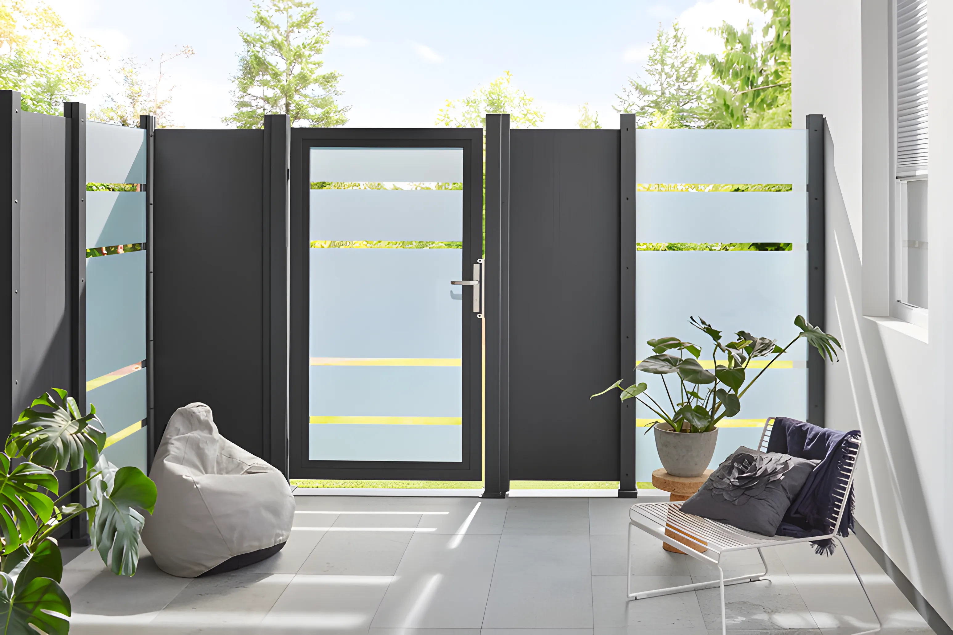 Porte de jardin en verre trempé secuit